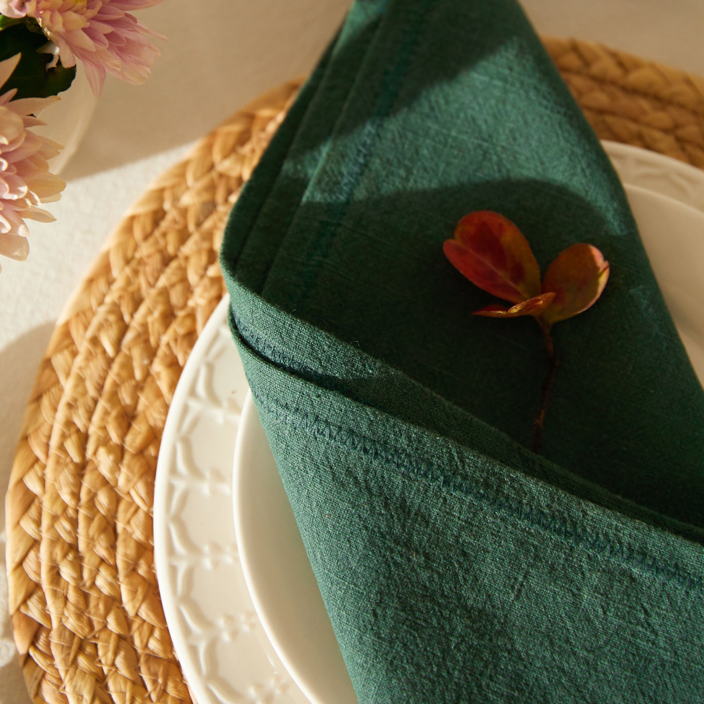 Hazel Forest Green Premium Linen Napkin