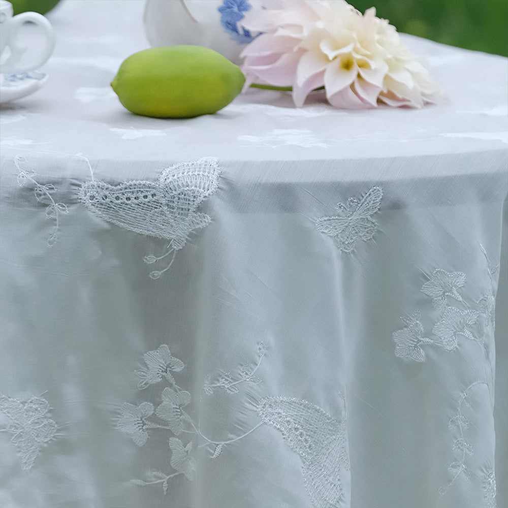 Celestine Graceful Ruffled Lace Butterfly Tablecloth