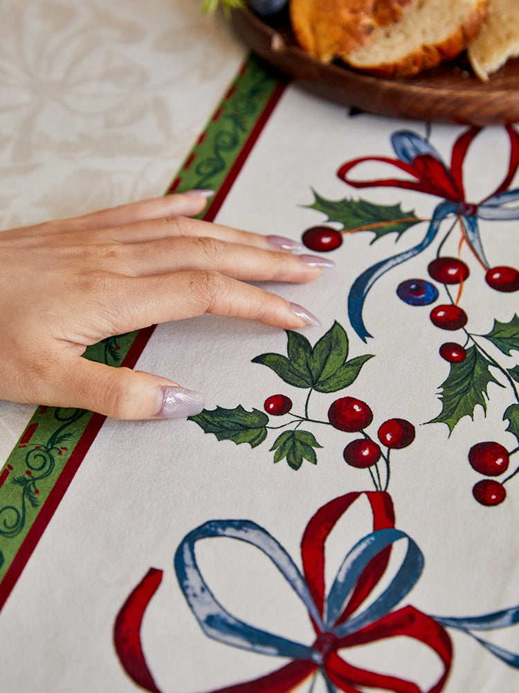 Holly Ribbon Tablecloth