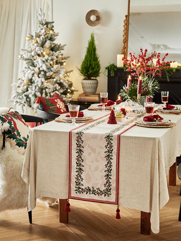 Holly Garland Table Runner