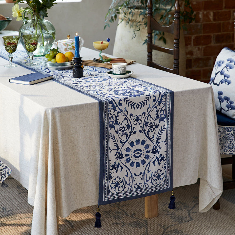 Indigo Blue Printing Fabric Table Runner