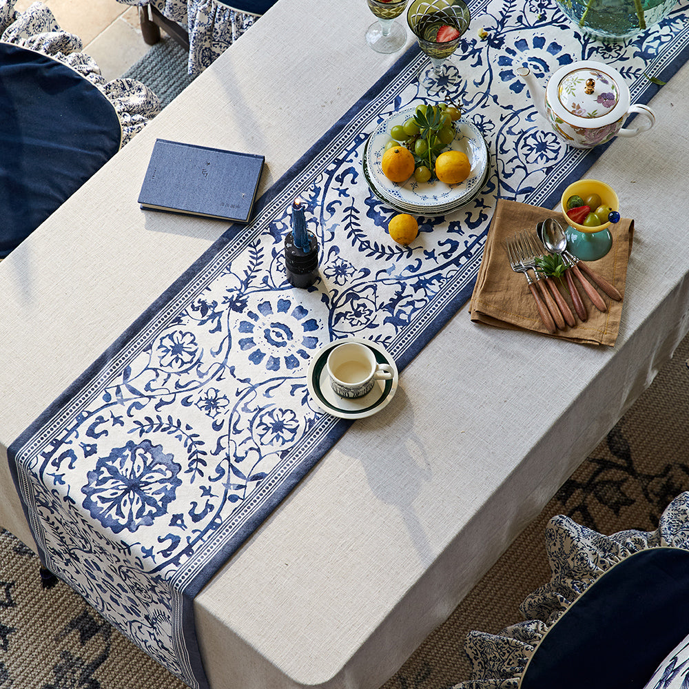 Indigo Blue Printing Fabric Table Runner