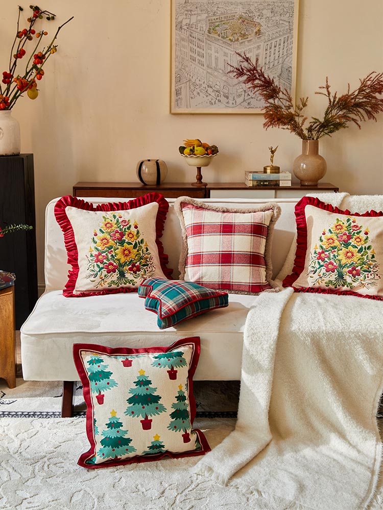 Jolly Floral Throw Pillow Cover