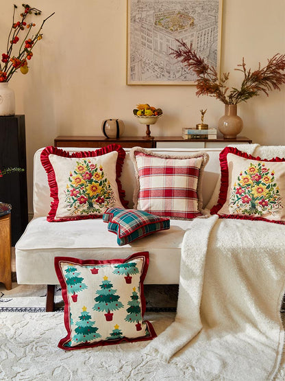 Jolly Floral Throw Pillow Cover
