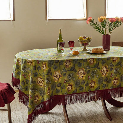 Madeline Garden Bloom Fringe Tablecloth