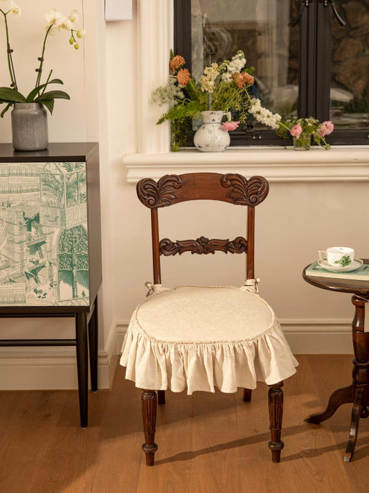 Floral Linen Chair Seat Cushion