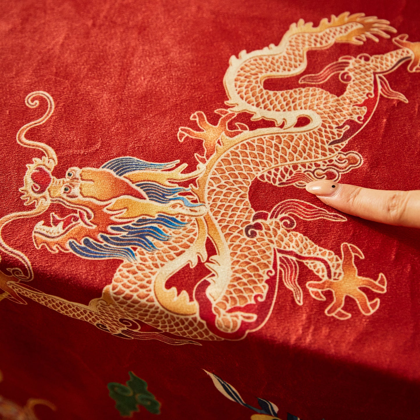 Oriental Style Dragon Pattern Waterproof Fabric Tablecloth