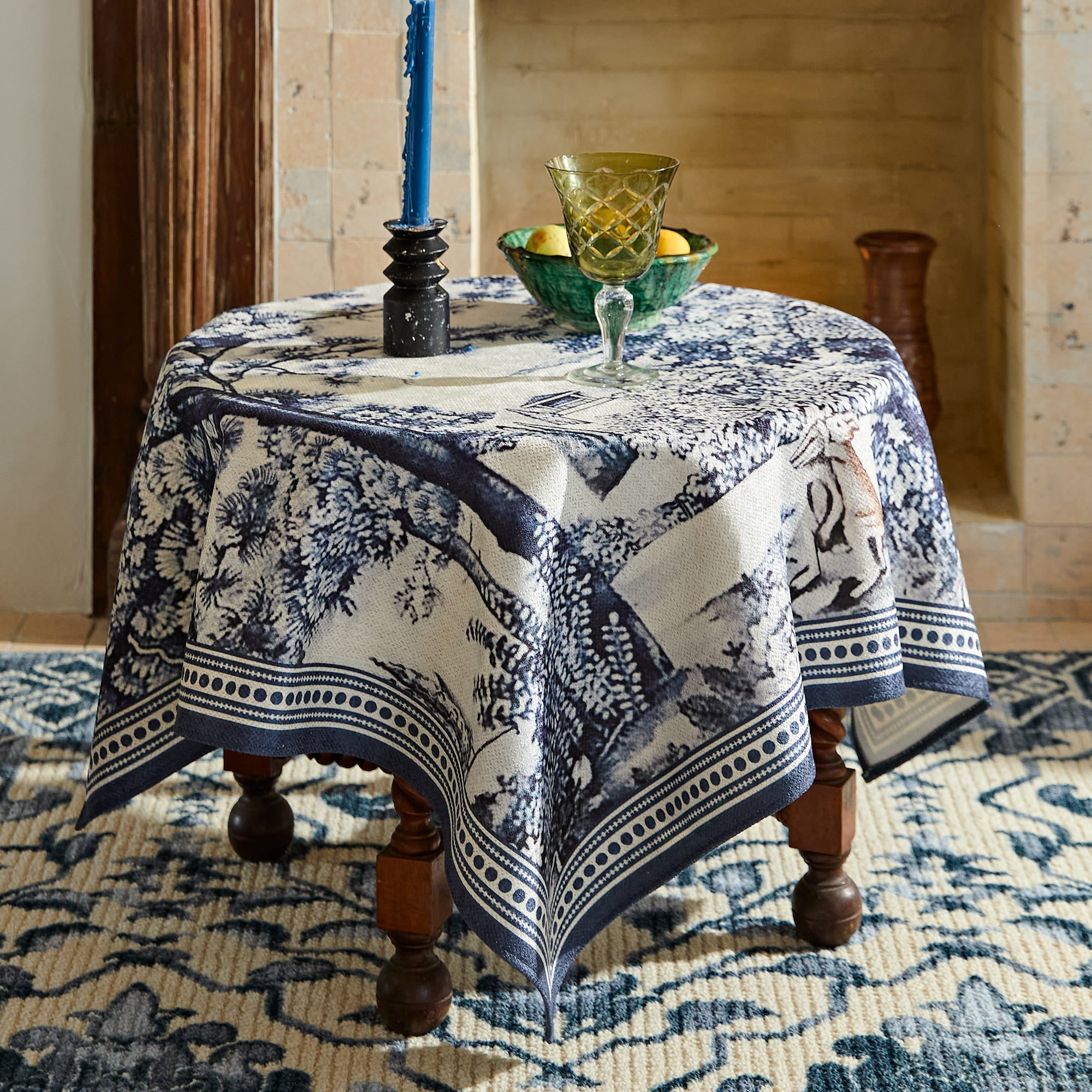 Swirls of Joy in a Vintage on sale Chenille Tablecloth, 61.5