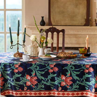 Nabis Blue Floral Printed Custom Tablecloth