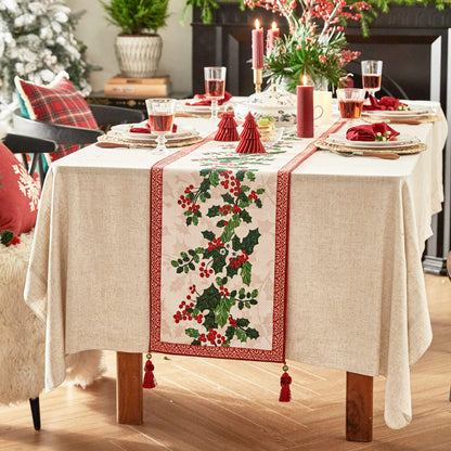 Nabis Holly and Berry Printed Custom Table Runner