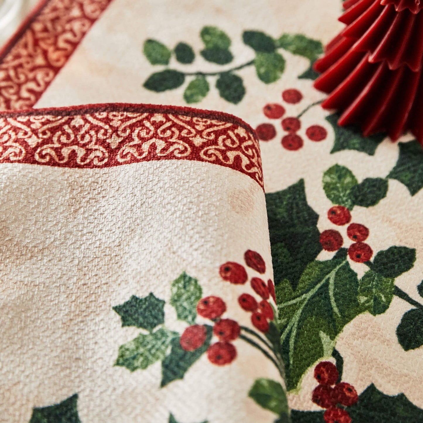 Nabis Holly and Berry Printed Custom Table Runner