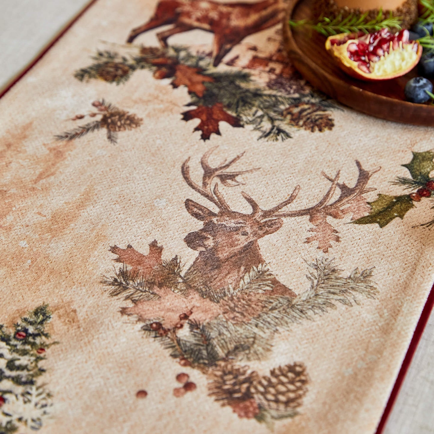 Nabis Christmas Reindeer Printed Custom Table Runner