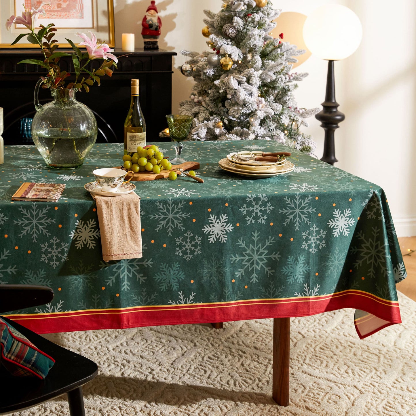 Nabis Christmas Forest Green Snowflake Custom Tablecloth