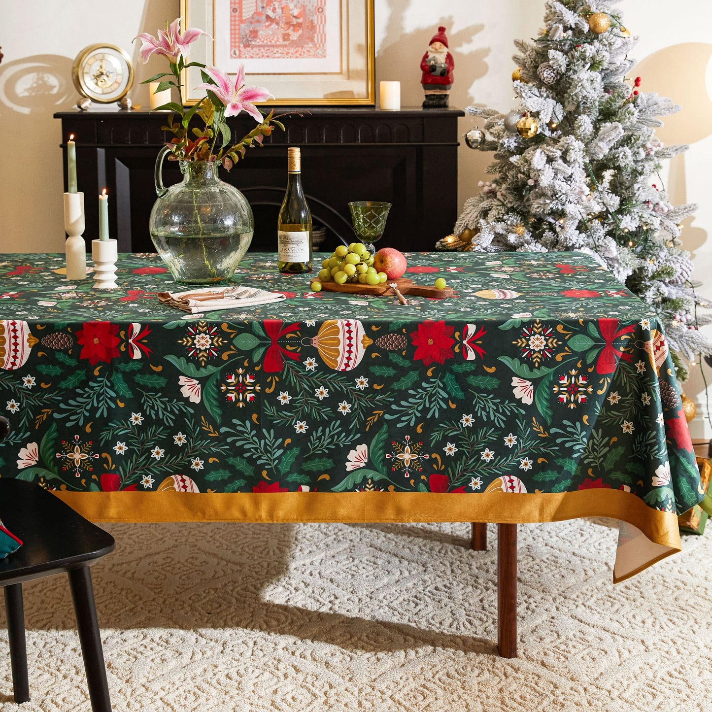 Nabis Christmas Woodland Forest Green Custom Tablecloth