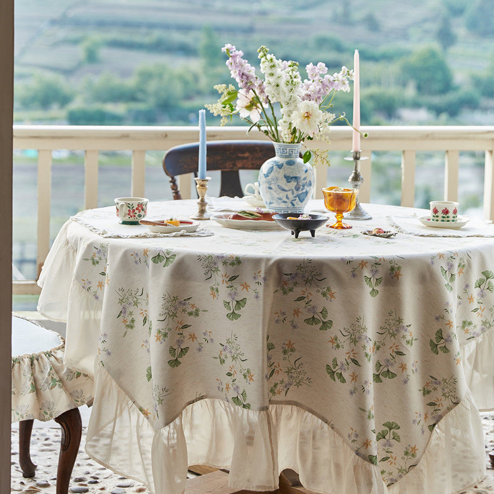 Meadow Ruffle Waterproof Linen Tablecloth