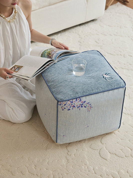 Purple Floral Pouf Cover