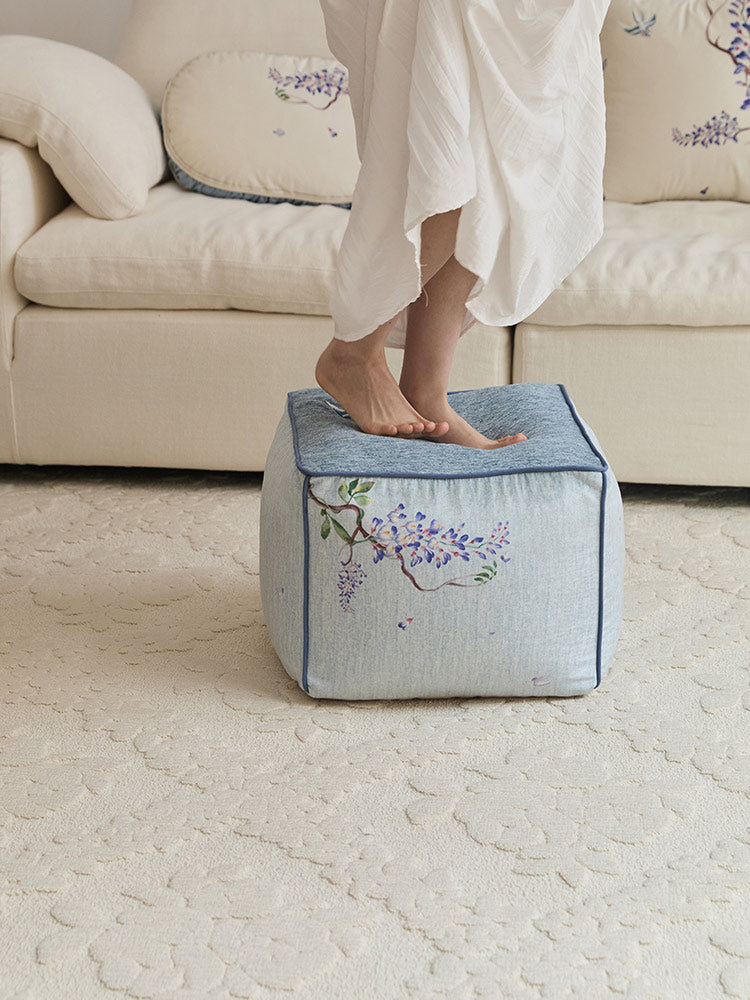 Purple Floral Pouf Cover