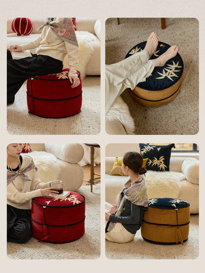 Oriental Bamboo Pouf Cover