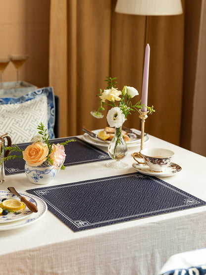 Retro Blue Leather Placemat