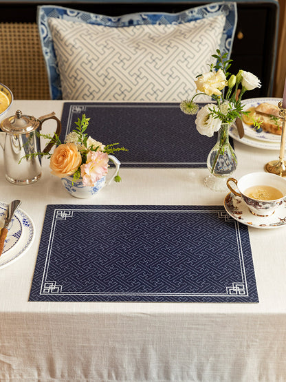 Retro Blue Leather Placemat