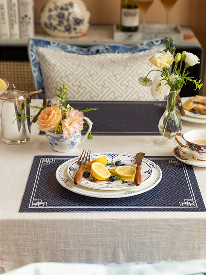 Retro Blue Leather Placemat