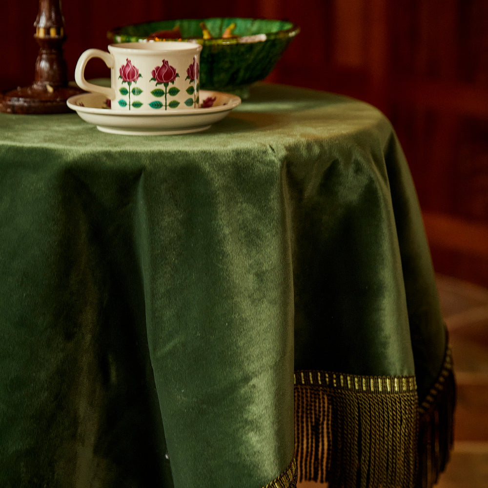 Viridian Retro Christmas Dark Green Tablecloth