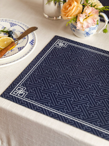 Retro Blue Leather Placemat
