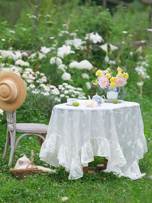 Ruffled Lace Butterfly Tablecloth