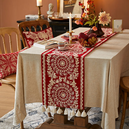 Terista Rustic Farmhouse Tassel Table Runner