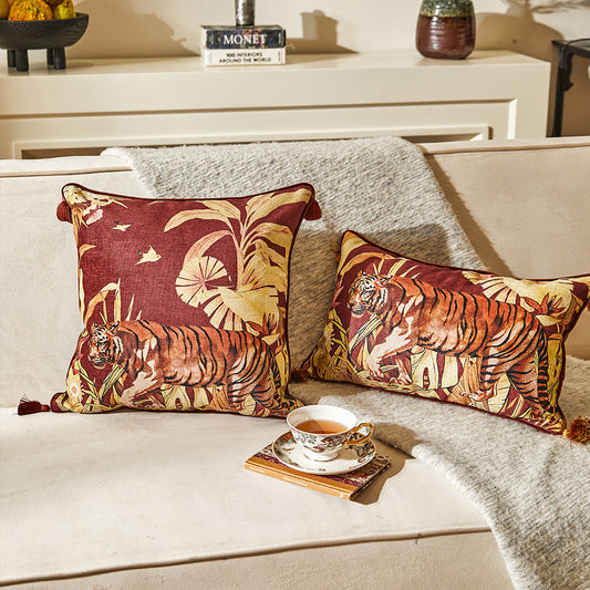 Rajah Safari Printed Tiger Throw Pillow Cover