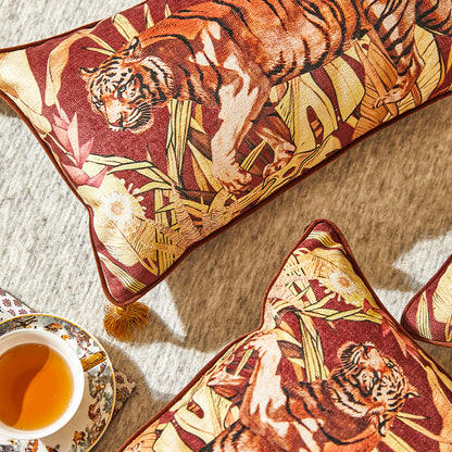 Rajah Safari Printed Tiger Throw Pillow Cover