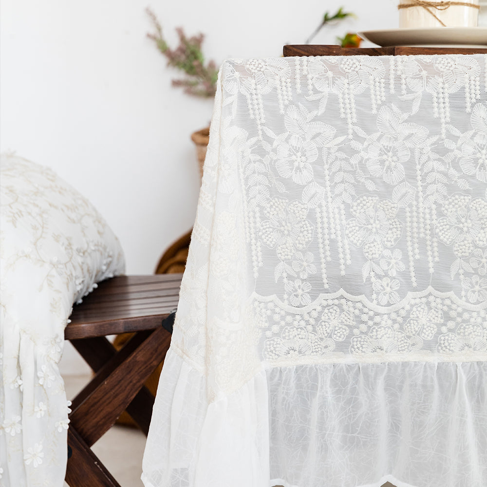 Elodie Ruffle Lace Wedding Tablecloth