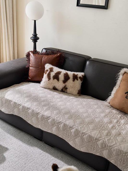White Blooming Floral Sofa Cover