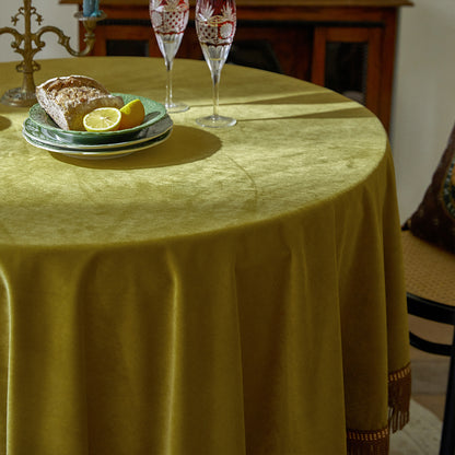 Luxe Yellow Green Minimalist Solid Christmas Tablecloth