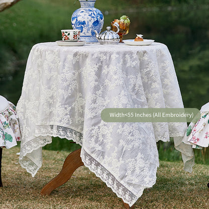 Celeste Pastoral Lace Embroidered Custom Tablecloth