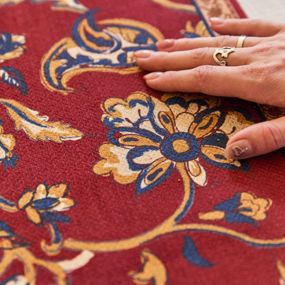 Vermillion Custom Floral Printed Chenille Table Runner