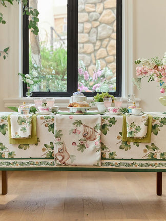 Rectangular Linen Green Designer Spring Fig Waterproof Tablecloth ...