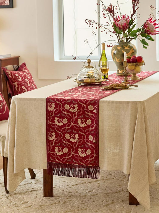 Floral Serpent Tassel Table Runner