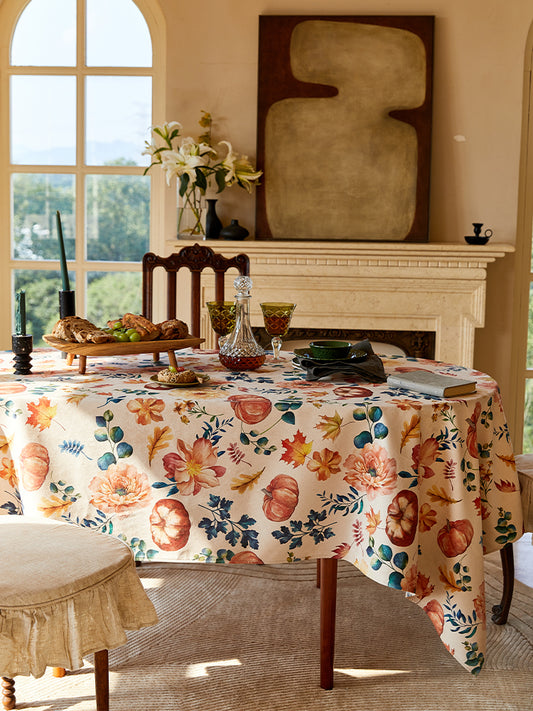 Pumpkin Floral Tablecloth