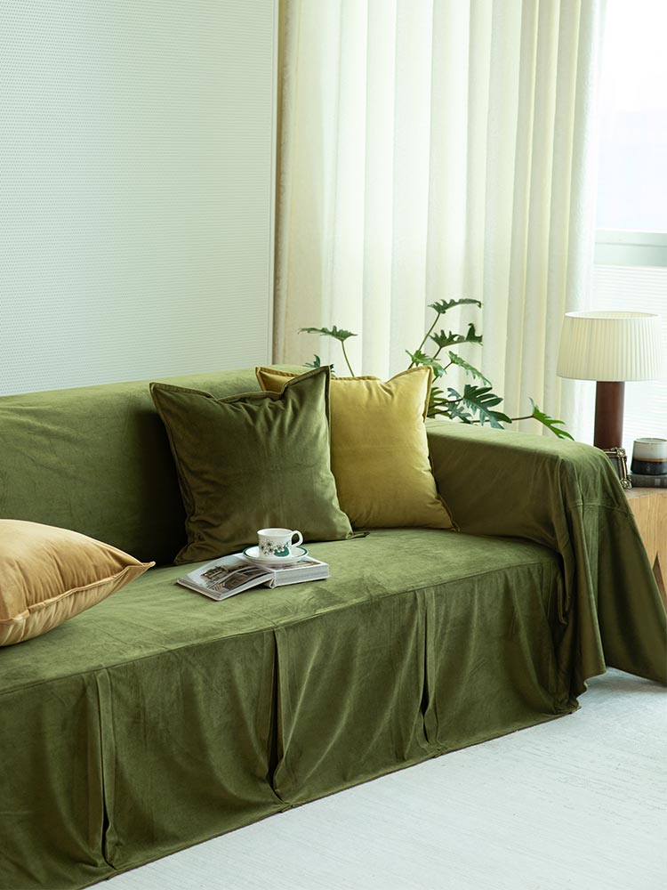 Custom Washable Juniper Green Velvet Loveseat Sofa Cover – NabisFabric