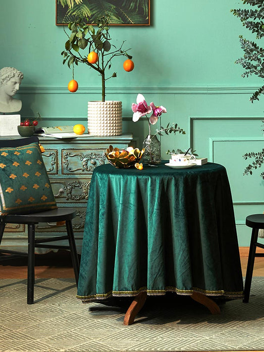 Emerald Velvet Tablecloth