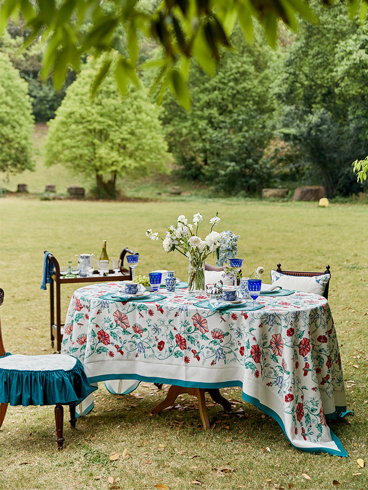 Trumpet Flower Linen Tablecloth