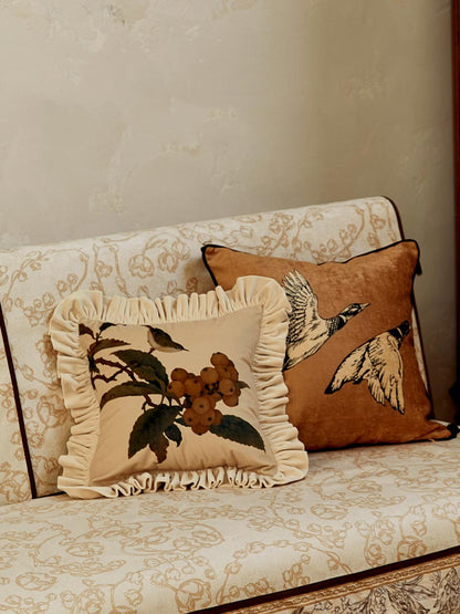 Loquat Blossom Bird Pillow Cover