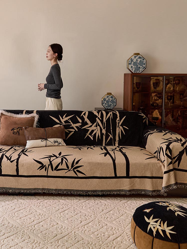 Bamboo Jacquard Sofa Cover - Thumbnail 4