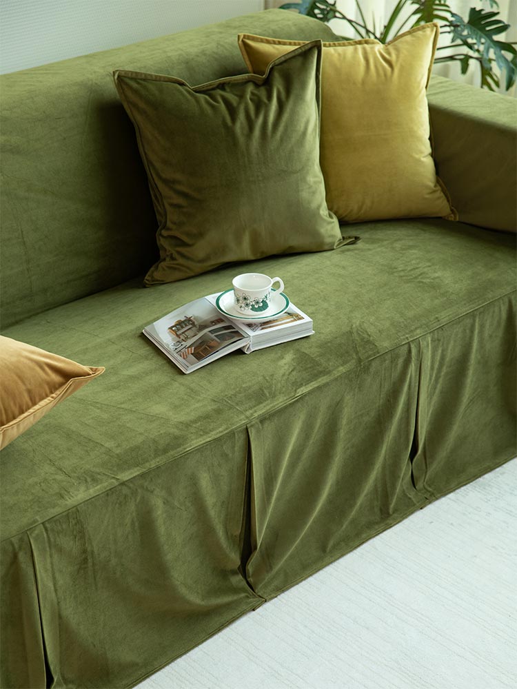 Custom Washable Juniper Green Velvet Loveseat Sofa Cover – NabisFabric