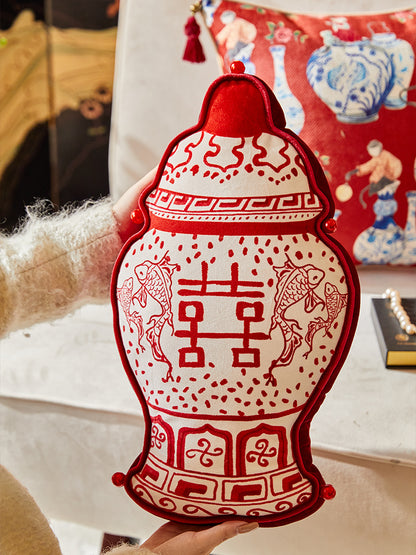 Oriental Red Pillow Cover