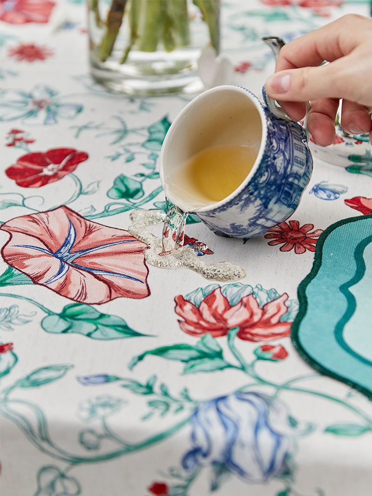 Trumpet Flower Linen Tablecloth