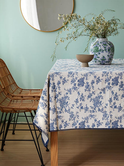 Blue and White Porcelain Tablecloth