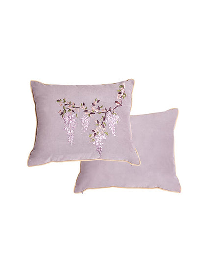 Wisteria Embroidery Velvet Pillow Cover