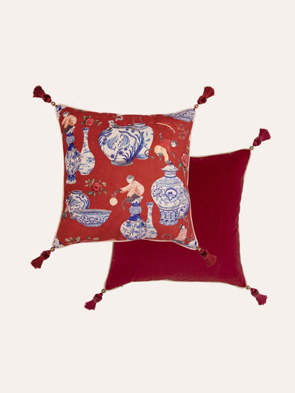 Oriental Red Pillow Cover